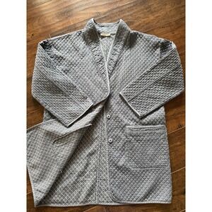 Eileen Fisher Quilted Diamond Jacket Slate Blue Gray Organic Cotton Women's M/L